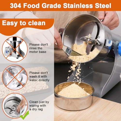 Electric Grain Mill Grinder, 2500g 2000W Coffee Bean Grinder Superfine Mill for Herb Spice Nut Cereal, 30s High-Speed Grinding with Overload Protection 5-8min Timer 32000RPM for Wheat Dry Food Kitchen