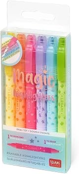 Legami Magic Highlighters Set of 6 Erasable Double Tip Markers Yellow Orange view 5