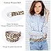 Leopard print Belt for women Width 35mm Haircalf leather Casual Waistband for jeans/dress with Crescent Buckle POYOLEE