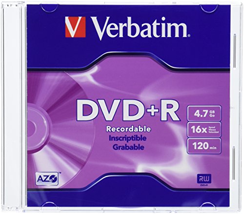 Verbatim 4.7 GB up to 16X Branded Recordable Disc DVD+R 10-Disc Slim Case 95097