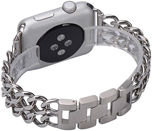 For Apple Watch Bands, WETAL Stainless Steel Watch Bands Adjustable Replacement Strap for Apple Watch Series1 Series 2 Silver 42mm