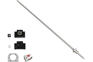 CNCCANEN Ball Screw Anti-Backlash SFU2505-1600mm Ballscrew Kit C7 with Ball Nut Ending Machined + BK20/BF20 End Support Bearing for CNC Machine Overall Length 1600mm/63 inch
