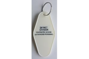 Skynet Division "RESTRICTED ACCESS AUTHORIZED PERSONNEL ONLY" Cyberdyne Systems Terminator Inspired Key Tag White/Black