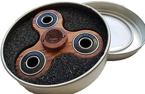 Toyoki Exotic Natural Real Wood Tri Shaped Fidget Spinner In Luxury Metal Gift Box Smooth Edges High Speed Anxiety Relief Stress Support Fidget Toy (Rose Canyon)