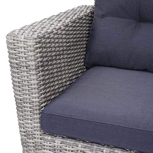 Mendler Poly-Rattan Garnitur HWC-E93, Garten-/Lounge-Set, Spun Poly halbrundes Rattan Akazie Holz FSC grau Kissen… – Bild 5