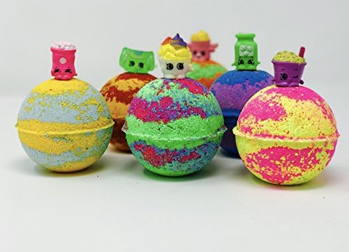 Sale! 10 Shopkins Inspired 5.0 oz . Bath Bombs Party Favor Set with Toy- Surprised Fizzy Bath Fun for the Tub; All Natural and Homemade with Texas Size Love