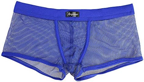 Kanhan Mens Sexy Soft Sheer Mesh Boxer Briefs Openwork Bulge Pouch Underpants