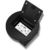 KYHSHJ Recessed Circular Floor Socket Kit with 2 * 20A Receptacle,4.8A 1 USB-A Ports &1 USB-C Port,Corrosive Resistant Hardware,Black