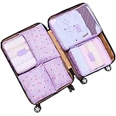 Fxkoolr Travel Packing Cubes Lightweight, 6 Set Luggage Organizers for Suitcase, Travel Accessories Bags for Clothes Shoes Cosmetics Electronics Toiletries (Purple Cherry)