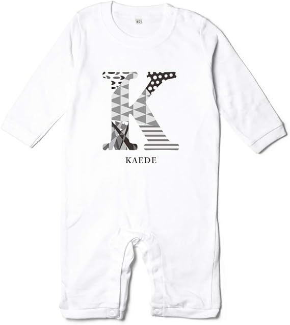 Amazon Co Jp 長袖 名入れ ロンパース ベビー服 イニシャル モノトーン 名前入り 出産祝い ギフト 男の子 女の子 名前入れ おしゃれ かわいい 服 ファッション小物