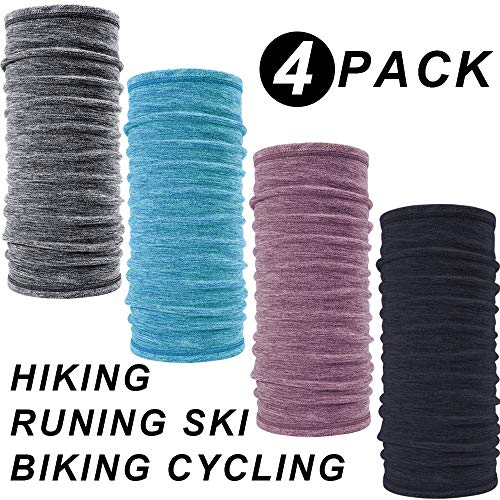 Peicees 4 Pack Soft Fleece Neck Gaiter Warmer Face Mask Hat Snood Scar for Cold Weather Winter Outdoor Sports Ski Snowboard Cycling (4 Pack-Gray+Dark Blue+Brown Red+Lake Green)