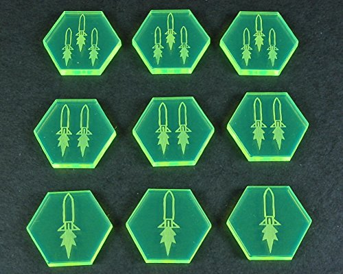 Space Missile Tokens, Fluorescent Green (9)