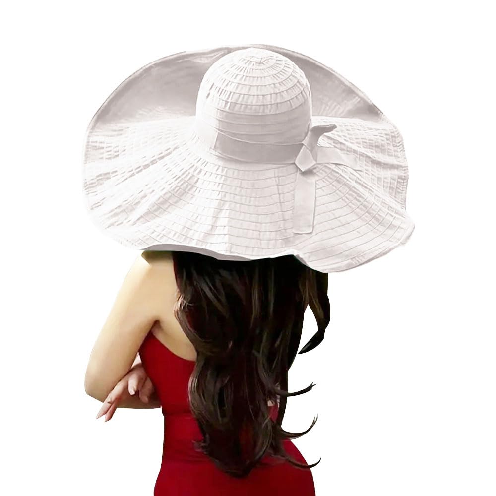 Photo 1 of Tinkeep Oversized Sun Hats for Women Extra Large Wide Brim Beach Hat Foldable Roll up Floppy (Light Gray)