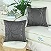 CaliTime Cushion Covers Cushion Cover Pack of 2 Bowls for Couch Sofa Home Decoration Modern Shiny and Matt Contrast Circles Rings Geometric 45 cm x 45 cm Grey