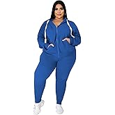 YeGine Womens Plus Size Two Piece Outfits Sweatsuits Casual Long Sleeve Set With Pockets