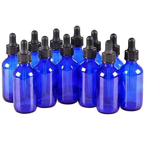 12 pack,2oz 2 oz,blue glass bottle bottles with black cap and gla…