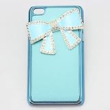 bling 3D clear case blue bow girly diamond hard Case cover for apple ipod touch 4 gen 4g 4th