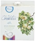 Raniaco Art Colored Pencils Set of 48 Assorted Colors, 48 Oil Based & WaterColor Pencil Set for Adult Coloring Book, Painting Brush Included