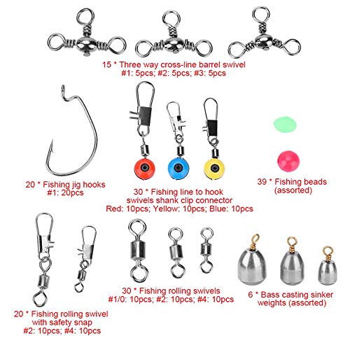 160 STÜCKE Angelzubehör Kit Mit Tragbaren Aufbewahrungsbox Angelgerät Set Mit Jig Hooks Roll Swivel Weight Bead… – Bild 3