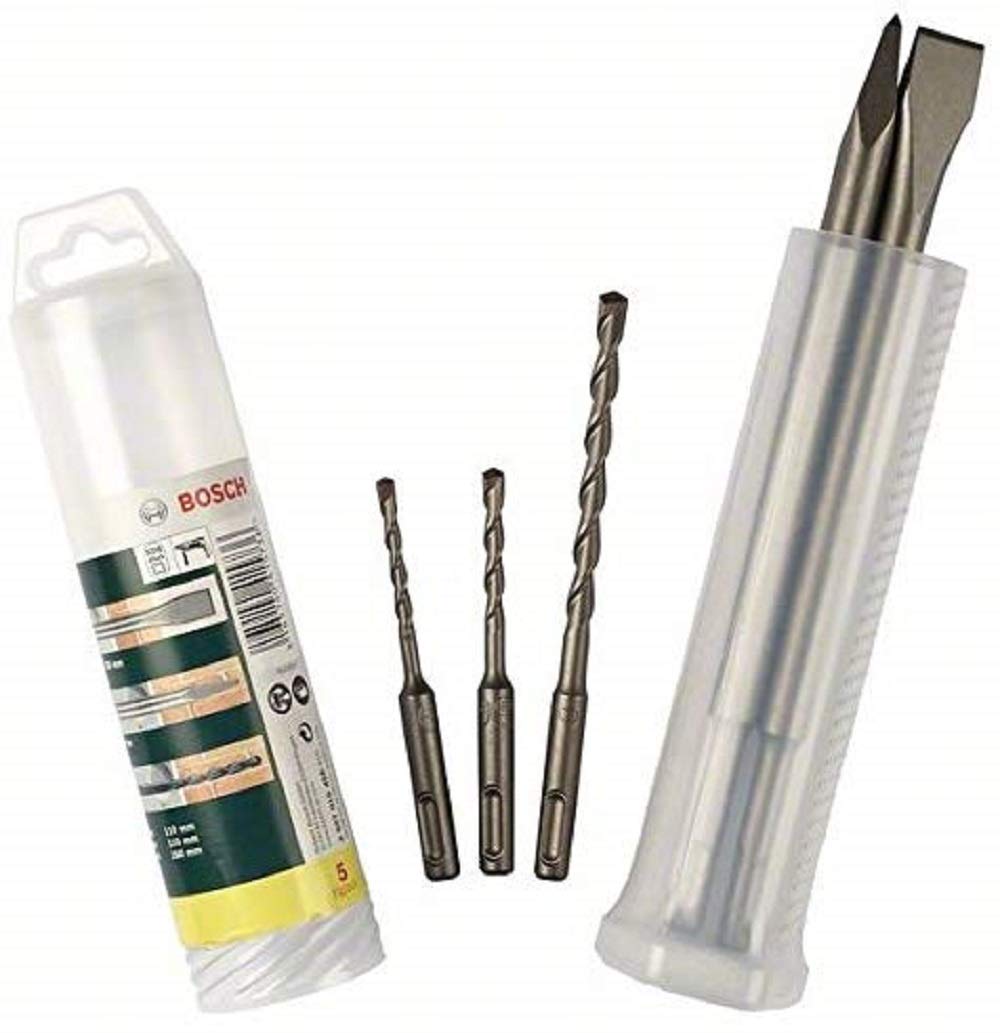 Bosch 2607019455 SDS-Plus Chisel/Hammer Drill Bit Set, Grey, 5-Piece