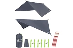 Gold Armour Rainfly Tarp Hammock, Premium 14.7ft/12ft/10ft/8ft Rain Fly Cover, Waterproof Ultralight Camping Shelter Canopy, Survival Equipment Gear Camping Tent Accessories (Gray 12ft x 10ft)