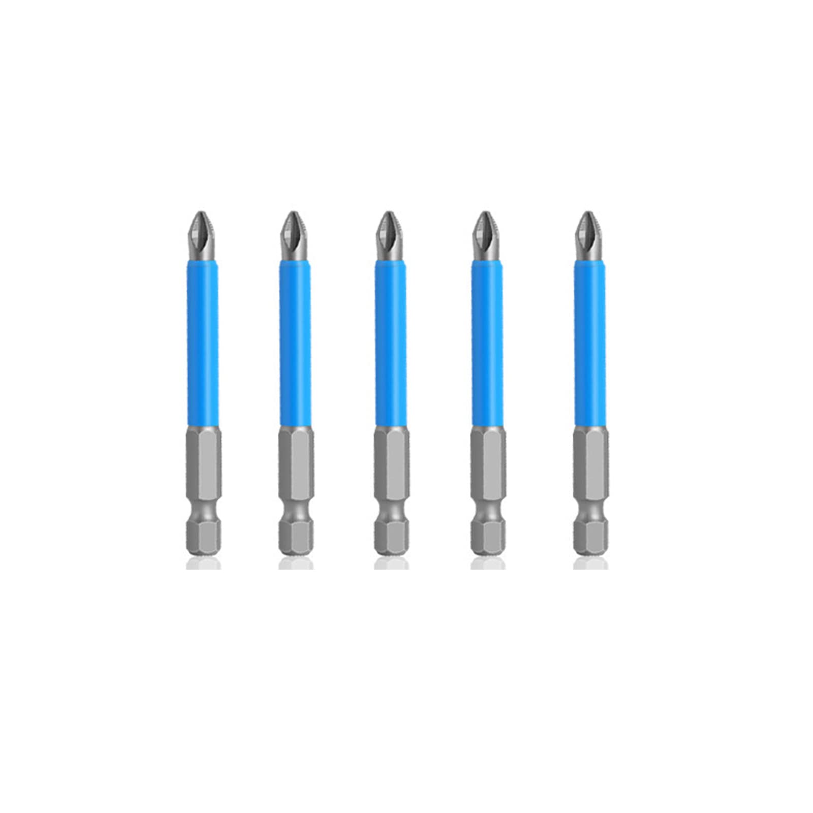 5 Pcs 65mm Screwdriver Bit Set, PH2 Impact Screwdriver Driver Bits, 1/4" Hex Shank, Anti Slip Phillips Cross Head Drill Bits for Electric Hand Screwdrivers