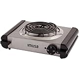 IMUSA USA GAU-80311 Electric Single Burner 1000-Watts, Stainless Steel, Silver