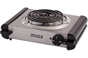 IMUSA USA GAU-80311 Electric Single Burner 1000-Watts, Stainless Steel, Silver