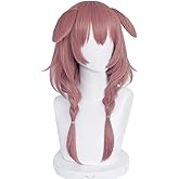 TTYAO REII Women's Cosplay Wig Cameo Brown Braided Hair with Bangs and Ears Synthetic Fiber Wig for Costume Party