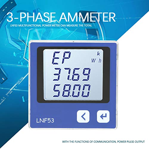Walfront Digital 3-phase Ammeter, LNF53 Digital LCD Display Three-Phase Multi-Functional Intelligent Power Meter AC380V 5A-3P4W - Thumbnail 6