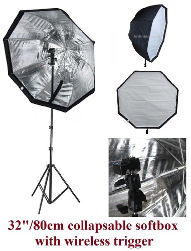 Studio Flash 80cm 32" Octagon Easy Softbox Diffuser Kit with Wireless Remote Trigger for Canon 430EX II, 580EX II, 550EX, 600EX; NIKON SB-600, SB-800, SB-900, SB700, SB910, SB-26, SB-27, SB-28, SB-80DX, SB-50DX; VIVITAR 285HV, DF383 Speedlight Flash