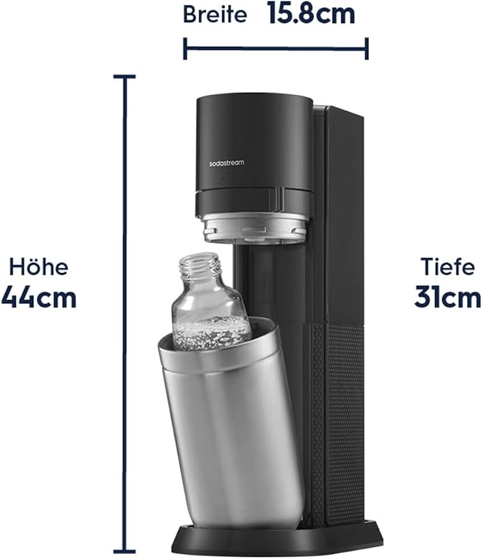 Wassersprudler Duo mit CO2-Zylinder, 2X Glasflasche und 2X 1L spülmaschinenfeste Kunststoff-Flasche, Weiß, Höhe: 44 cm