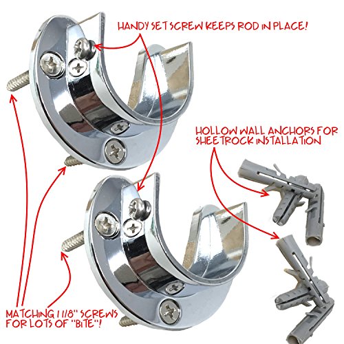 Desunia 48" Heavy Duty Round Closet Rod w/Matching Support Flanges 1