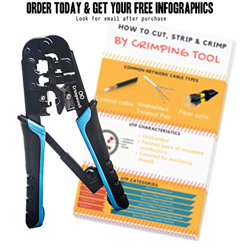 Cable Crimp Tool RJ45 and RJ12, RJ11 Crimper, Cutter, Stripper