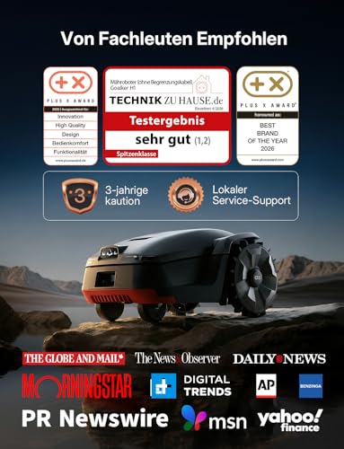 Goalker H1 Rasenmäher Roboter mit duales LiDAR & KI-Vision, RTK + VSLAM für 2000 m² Rasenfläche, KI-Hindernisvermeidung, 45% Steigfähigkeit, GPS und 6 Stück Ersatzmesser