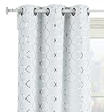 GoodGram 2 Pack Lattice Metallic Foil Ultra Luxurious Grommet Top Curtains - Assorted Colors & Sizes (95 in. Long, Silver)