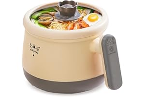 Avkobow Smart Automatic Multifunction Electric Hot Pot 1.8L, Shabu Shabu Mini NonStick Hot Pot with MultiPower Control, Electric Cooker with Tempered Glass Lid for Family, Party and Friends