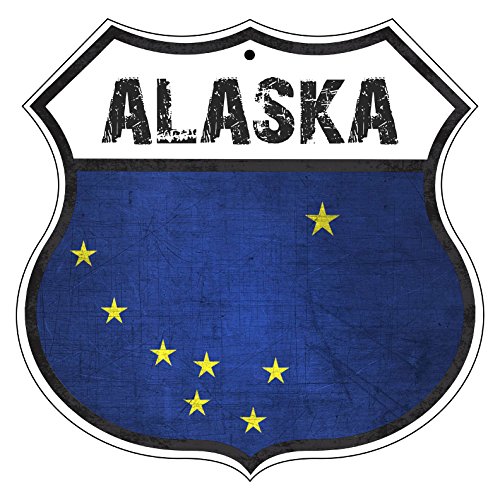 ALASKA State Province Flag Novelty Highway Vintage Retro Wall DÃ©cor Shield Metal Aluminum Sign