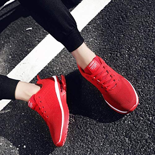 Sunshinehomely Women Mens Couple Flying Weaving Mesh Shoes Outdoor Casual Comfortable Running Sports Shoes Sneakers (Red, US:6.5)