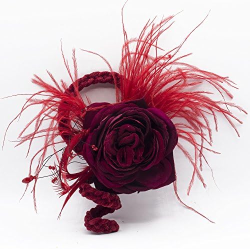 Feather Brooches, Red Rose Flower Fascinator, Brooch, Worldwide Free Shipment, Chic Accessories, Gift Box, Multicolor, Wedding Statement, Bridesmaid Couture, Bridal, Evening Dress, Cocktail Dresses