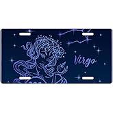 Muishi Zodiac Sign Virgo Decorative License Plate, Vanity Tag, Metal License Plate, Aluminum Novelty License Plate Home Decor for Men/Women/Boy/Girls 6 X 12 Inch (4 Holes)