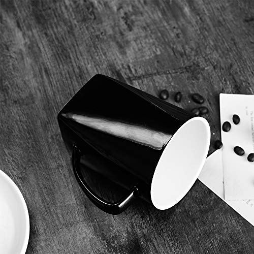 Black Ceramic Cup set,Coffee Mug Set with handle for cocoa, milk, juice, tea and mulled drinks - 6 Packs, 11 - Thumbnail 2