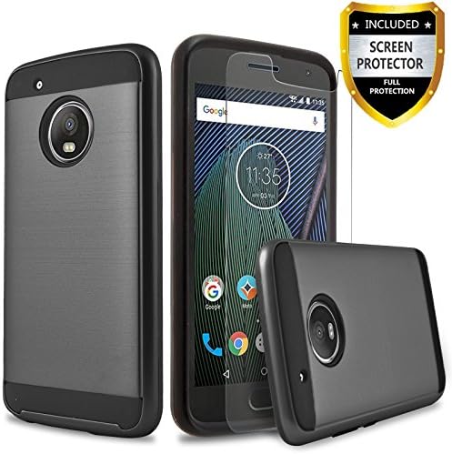 Moto X4 Case, Circlemalls 2-Piece Style Hybrid Shockproof Hard Case Cover With [Premium Screen Protector] And Touch Screen Pen For Motorola Moto X4 (Black)
