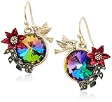 Betsey Johnson Surreal Forest Bird and Flower Drop Earrings, Multicolor