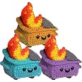 Emotional Support Crochet Dumpster Fire - Knitted Desk Toy With Positive Card, Weighted Base - View #2
