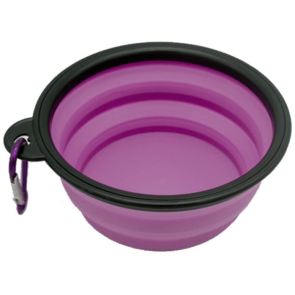Camping Bowl Collapsible Dish Foldable Travel Portable Pop Up Silicone Hiking Walking Outdoor (Purple) — image 1