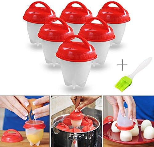 Upgrade Egglettes Egg Cooker - Hard Boiled Egg Without the Shell,Hard &amp; Soft Maker Egg Cooker, Egg Poacher, Includes 6 Individual Non, Non-Stick Silicone Egg Cooking Cups.+ Silicone Brush