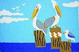 Pelicans Perched on Pier Coastal Washable 21 X 33 Area Accent Jellybean Rug