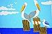 Pelicans Perched on Pier Coastal Washable 21 X 33 Area Accent Jellybean Rug