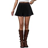 TYNORA Women's High Waist Pleated Mini Skirt Sexy Flared Flowy A Line Bodycon Mini Skirt Solid Color Casual Skirt Party Dance
